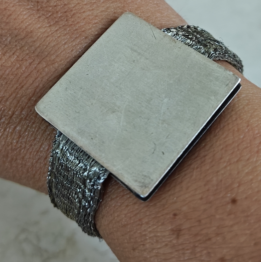 Vintage Mesh Sterling Silver Sliding Bar Bracelet